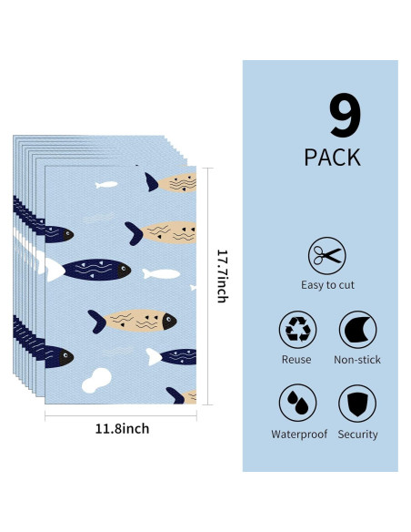 9 Alfombrillas para Refrigerador Babyfond, Antideslizantes, 44.9x30 cm