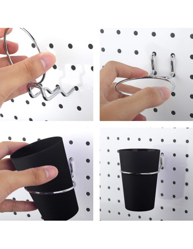 Set de 6 Ganchos Anillo Kuhome para Tablero Perforado Negro