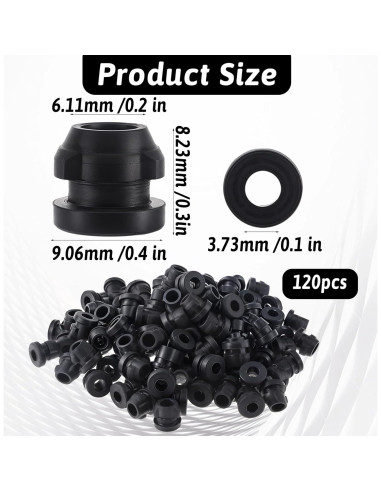 Bloques de Gancho Zyghjort 120PCS Caucho Negro para Tablero Perforado