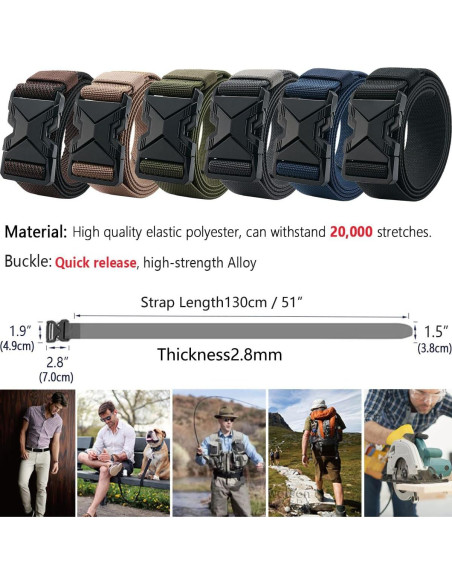 Cinturón elástico LionVII Heavy Duty 1.5" para hombres