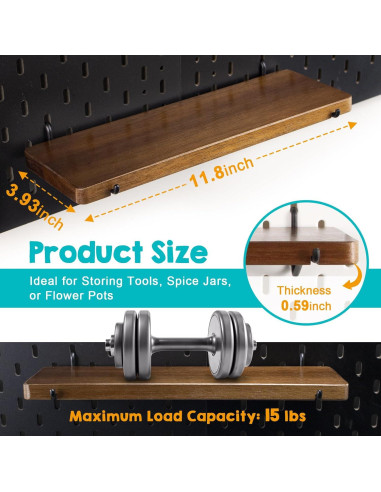 Estantes de Madera Acacia SEMPOMA para Tablero de Clavijas - 2 Unidades