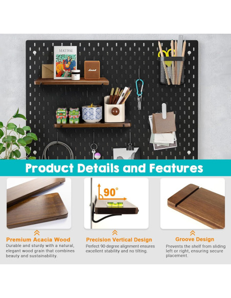 Estantes de Madera Acacia SEMPOMA para Tablero de Clavijas - 2 Unidades