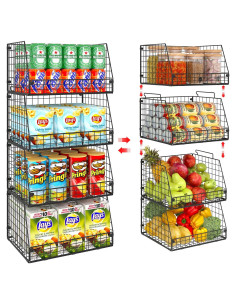 Cestas de Almacenamiento Apilables Jakyitvi - Paquete de 4 XXL