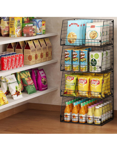 Cestas de Almacenamiento Apilables Jakyitvi - Paquete de 4 XXL