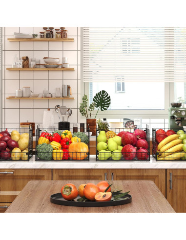 Cestas de Almacenamiento Apilables Jakyitvi - Paquete de 4 XXL