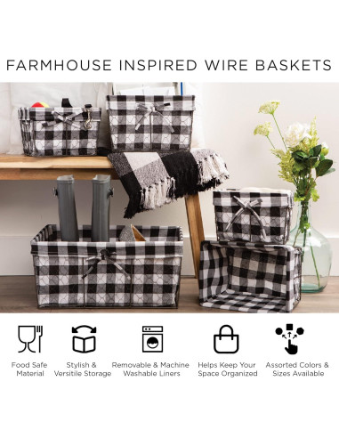 Cestas de Almacenamiento DII 5 Piezas Alambre Forradas 45.7x33cm