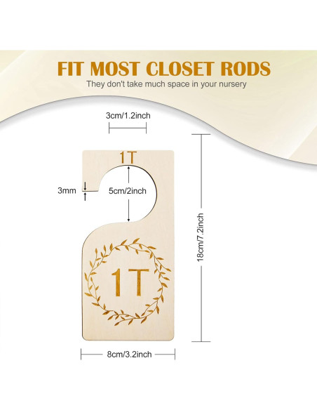 Divisores de Closet de Madera Patelai 7 Pcs para Bebés 1T a 7T