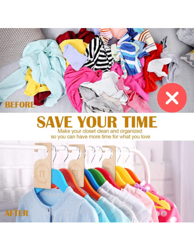 Divisores de Closet de Madera Patelai 7 Pcs para Bebés 1T a 7T