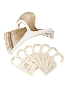 20 Perchas de Madera para Bebés Ovveroche + 7 Divisores