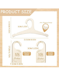 20 Perchas de Madera para Bebés Ovveroche + 7 Divisores 2