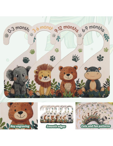 8 Divisores de Armario para Bebés de Madera - Organizador 0-24 Meses