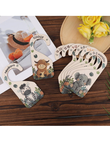 8 Divisores de Armario para Bebés de Madera - Organizador 0-24 Meses