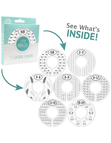 Divisores de Armario para Bebé Little Miracles - 7 Piezas Boho Divisores de Armario para Bebé Little Miracles - 7 Piezas Boho