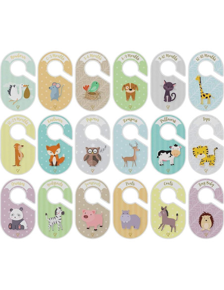 Divisores de armario para bebés Erizo Acogedor - 18 piezas