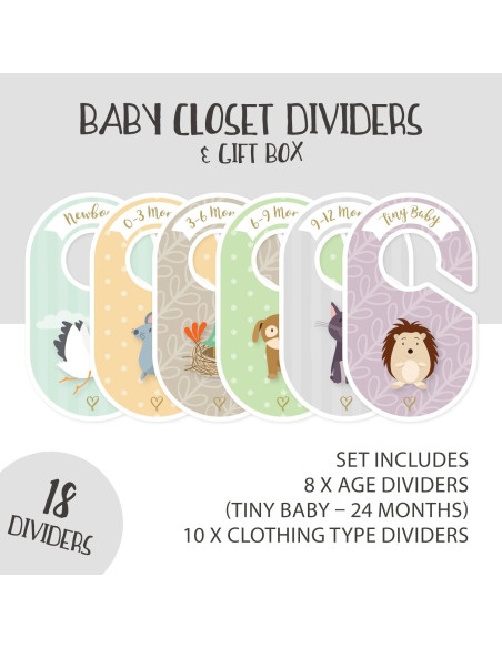 Divisores de armario para bebés Erizo Acogedor - 18 piezas