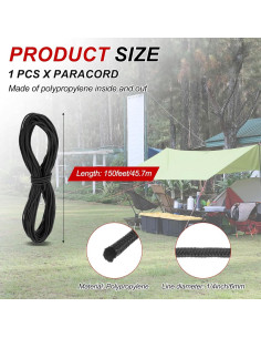 Cuerda Utilitaria Trenzada MECCANIXITY 6mm x 45.7m Negra 2