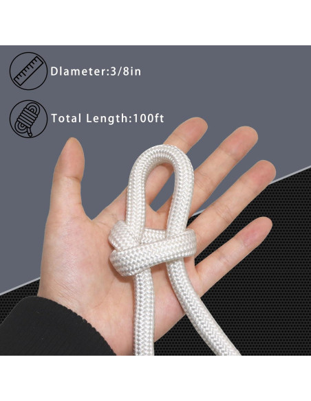 Cuerda de poliéster trenzada BONSINY 30.48m 0.965cm blanca