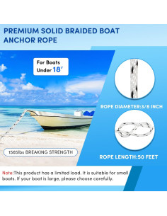 Cuerda de Ancla VEITHI 15.24 m x 0.95 cm Polipropileno 2