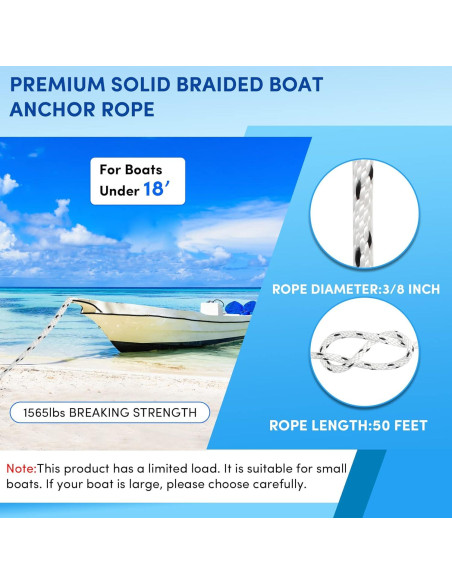 Cuerda de Ancla VEITHI 15.24 m x 0.95 cm Polipropileno