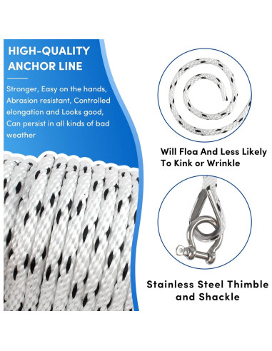 Cuerda de Ancla VEITHI 15.24 m x 0.95 cm Polipropileno