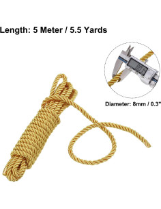 Cuerda Trenzada de Nylon Rebower 8mm x 5 Metros Dorado 2