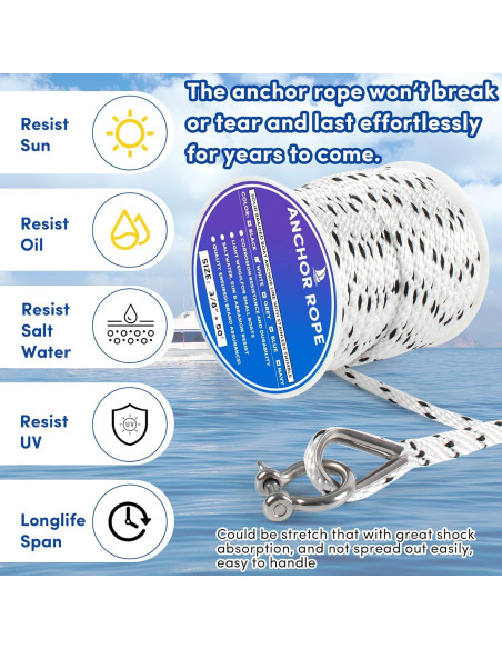 Cuerda de Ancla VEITHI 15.24 m x 0.95 cm Polipropileno