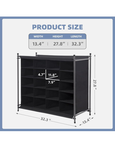 Estante Organizador de Zapatos 20 Cubos STORAGE MANIAC Negro