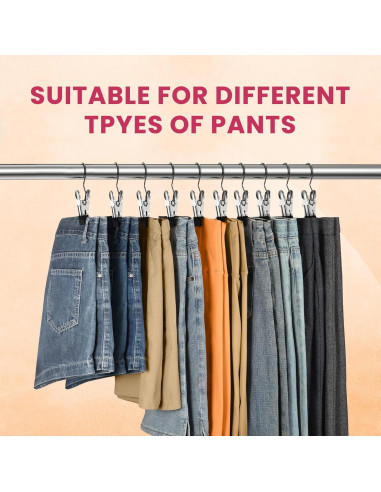 Paquete de 12 Perchas con Clip DOIOWN para Pantalones