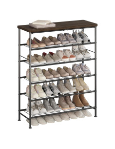 Organizador de Zapatos 6 Niveles SUOERNUO Metal y MDF Negro