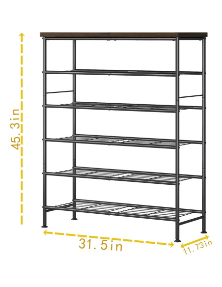 Organizador de Zapatos 6 Niveles SUOERNUO Metal y MDF Negro