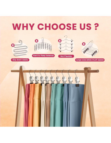 Paquete de 12 Perchas con Clip DOIOWN para Pantalones
