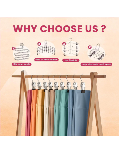 Paquete de 12 Perchas con Clip DOIOWN para Pantalones