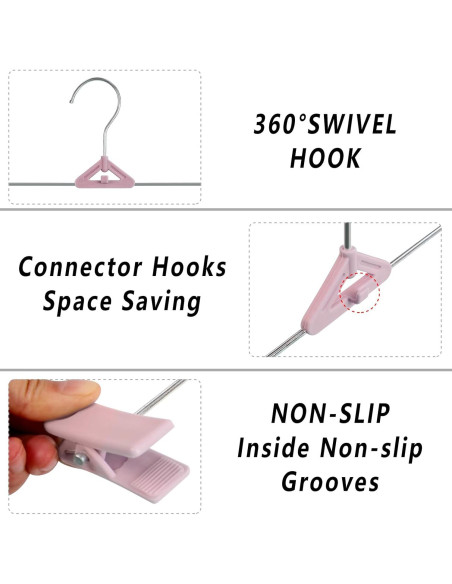 Perchas para Falda 30 Paquete NORTHERN BROTHERS Rosa Antideslizante