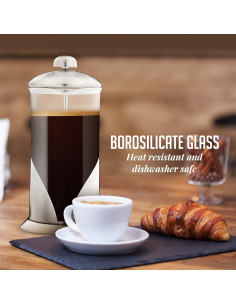 Cafetera Prensa Francesa OVENTE 1 Litro Acero Inoxidable 2