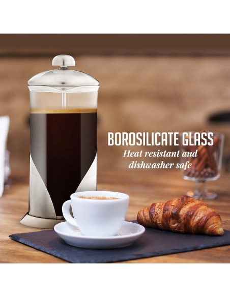 Cafetera Prensa Francesa OVENTE 1 Litro Acero Inoxidable