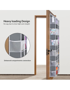 Organizador sobre la puerta Univivi 6 niveles 12 compartimentos gris 2