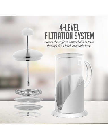 Cafetera Prensa Francesa OVENTE 1 Litro Acero Inoxidable