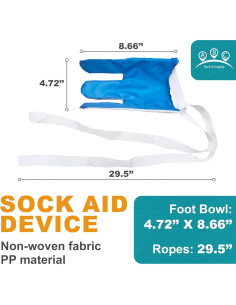 Dispositivo Ayuda para Poner Calcetines ABC 12x22 cm con Correas 75 cm 2