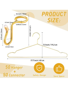 Set de 100 Perchas Doradas Wesiti Ahorra Espacio 45 cm 2