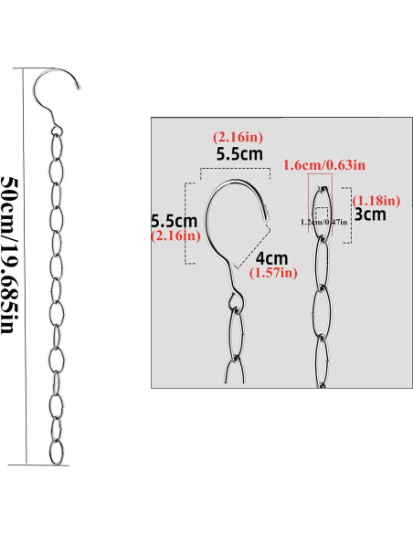 Cadenas de Percha Ahorra Espacio Yuyeran 50cm Acero Inoxidable