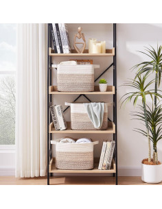 Cesta de Almacenamiento OIAHOMY 3 Piezas Algodón Amarillo 33x25x22cm 2