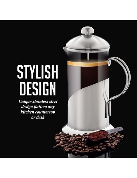 Cafetera Prensa Francesa OVENTE 1 Litro Acero Inoxidable