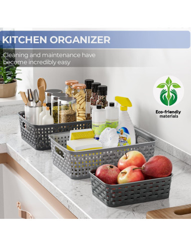 Cestas de Almacenamiento Pequeñas FUCDTEFC Gris Oscuro - 3 Piezas