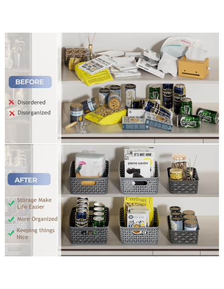 Cestas de Almacenamiento Pequeñas FUCDTEFC Gris Oscuro - 3 Piezas