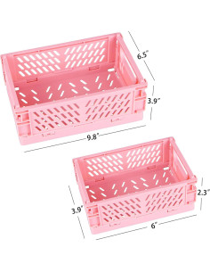 Cestas Plásticas Plegables Tixill 2 Unidades Rosa 10x15cm 2