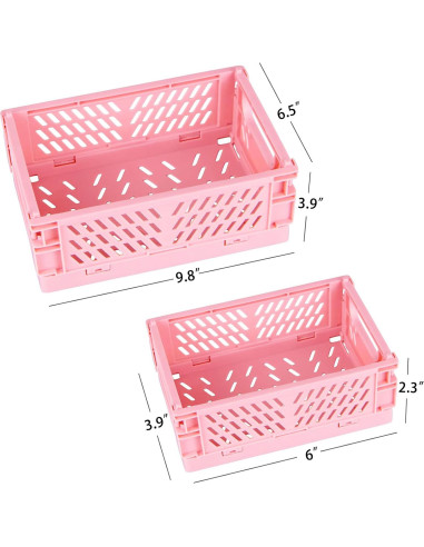 Cestas Plásticas Plegables Tixill 2 Unidades Rosa 10x15cm