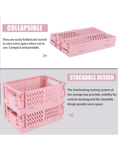 Cestas Plásticas Plegables Tixill 2 Unidades Rosa 10x15cm