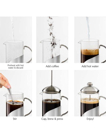 Cafetera Prensa Francesa OVENTE 1 Litro Acero Inoxidable