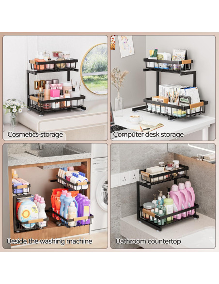 Organizador Bajo Fregadero ADBIU, 2 Niveles Ajustable 33.5-43.7 cm