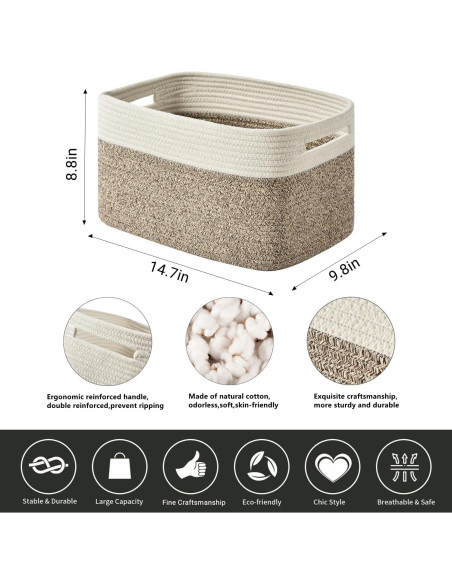 Cestas de Almacenamiento Tejidas Issudata - Paquete de 3, Marrón Cestas de Almacenamiento Tejidas Issudata - Paquete de 3, Marrón